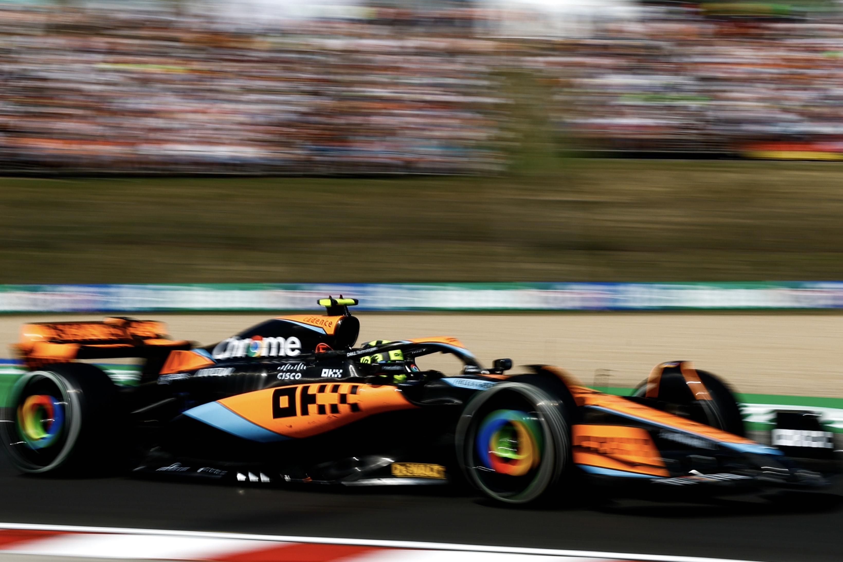 关于红牛车队横扫雷诺车队，诺里斯统治全场的信息